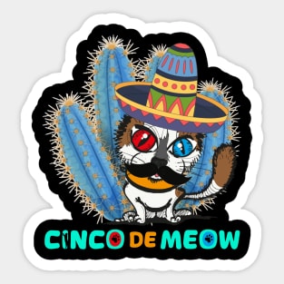 Cinco de Meow Mexican Funny Cat Let’s Fiesta Cinco De Mayo Sticker